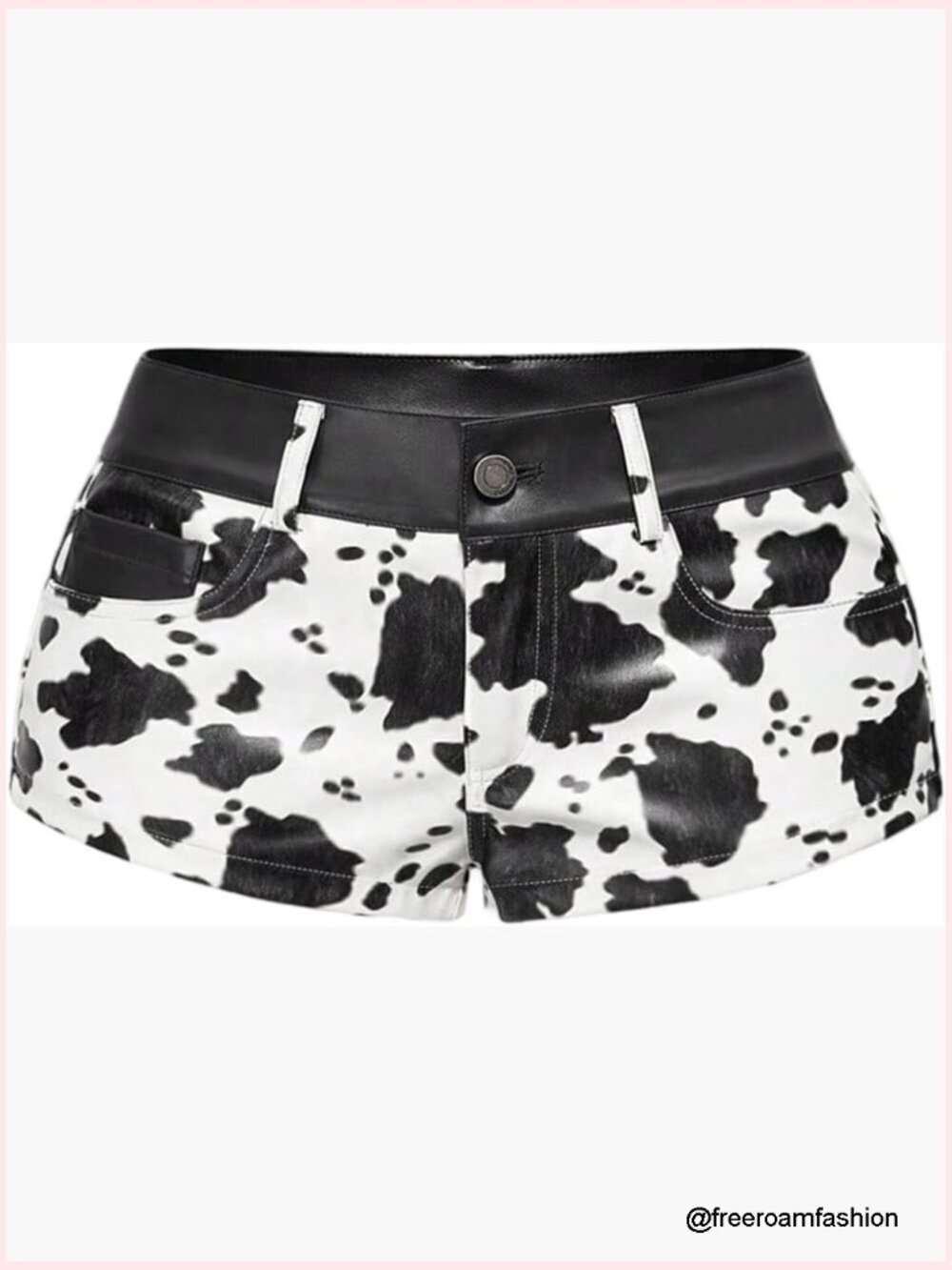 Cow Print PU Leather Micro Shorts Y2K Low Waist Casual Mini